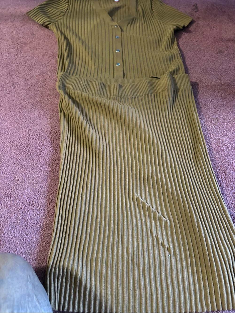 Ribbed Knit Olive Green Women's Skirt